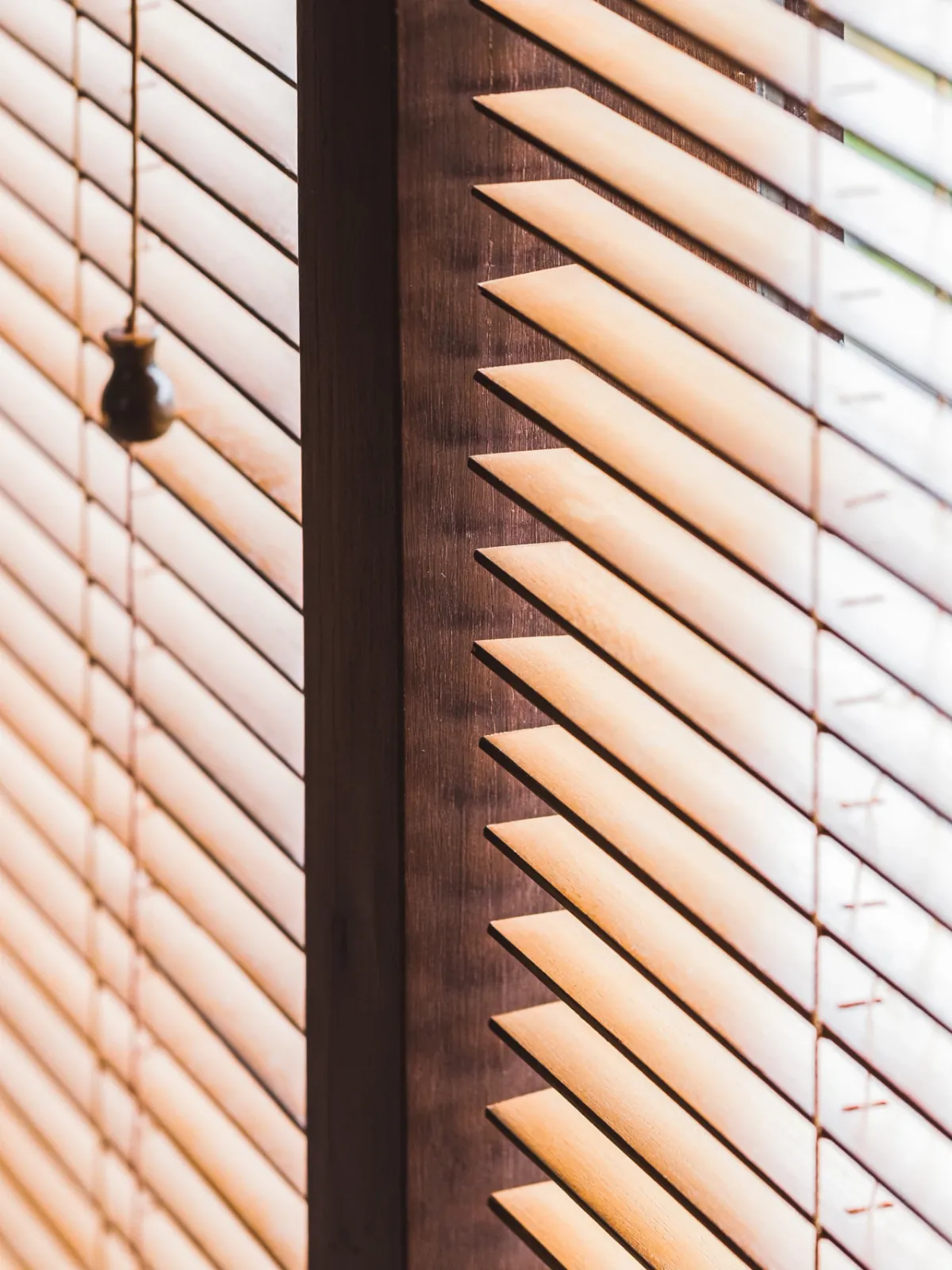 Wood Blinds custom window treatment by Charm Curtain